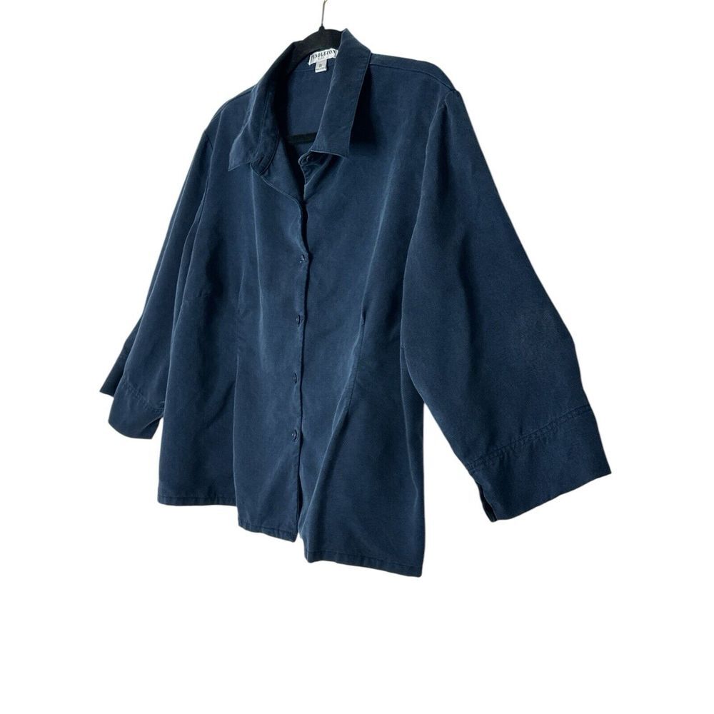 Pendleton Plus Shirt Top Womens 3X  Plus Button Down 3/4 Sleeve Navy‎ Blue - Picture 5 of 9